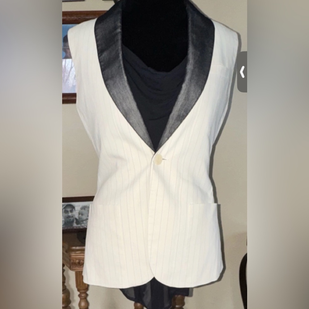 Jean Paul Gaultier Vintage Femme Cream Pinstripe Sleeveless Tailored Vest Top